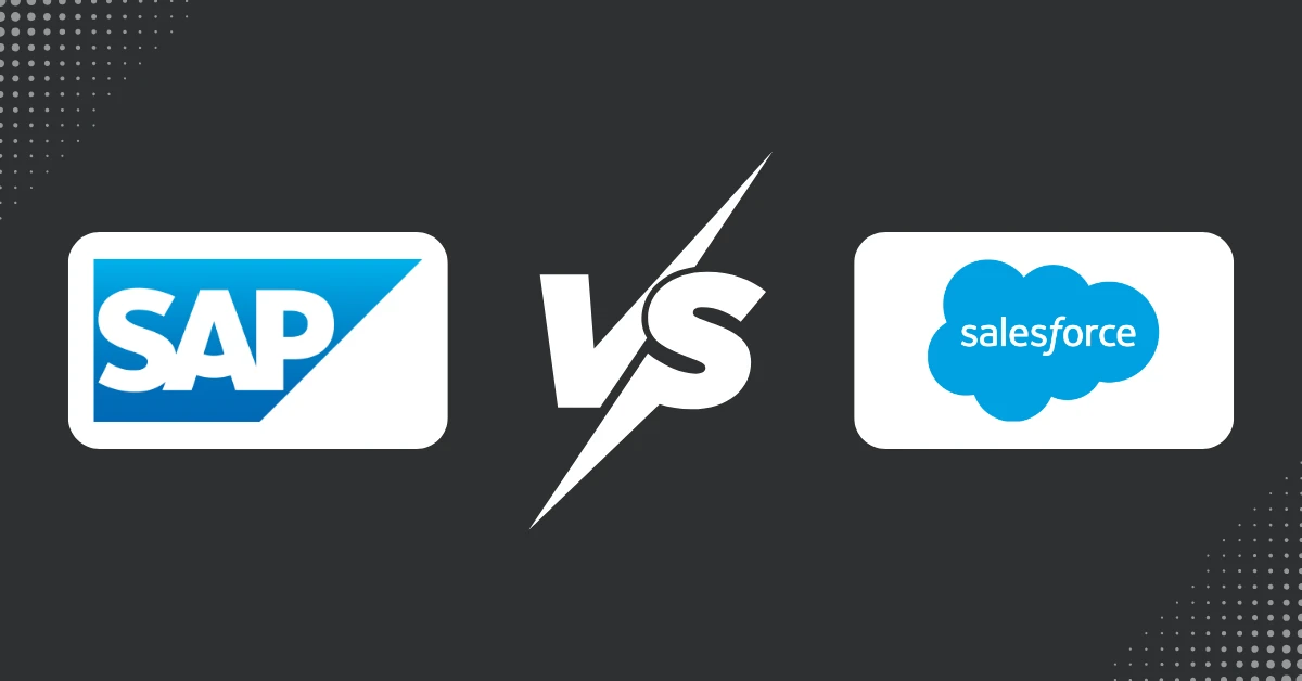 Visual comparison of SAP vs Salesforce, discussing their strengths and weaknesses for enterprise resource planning.